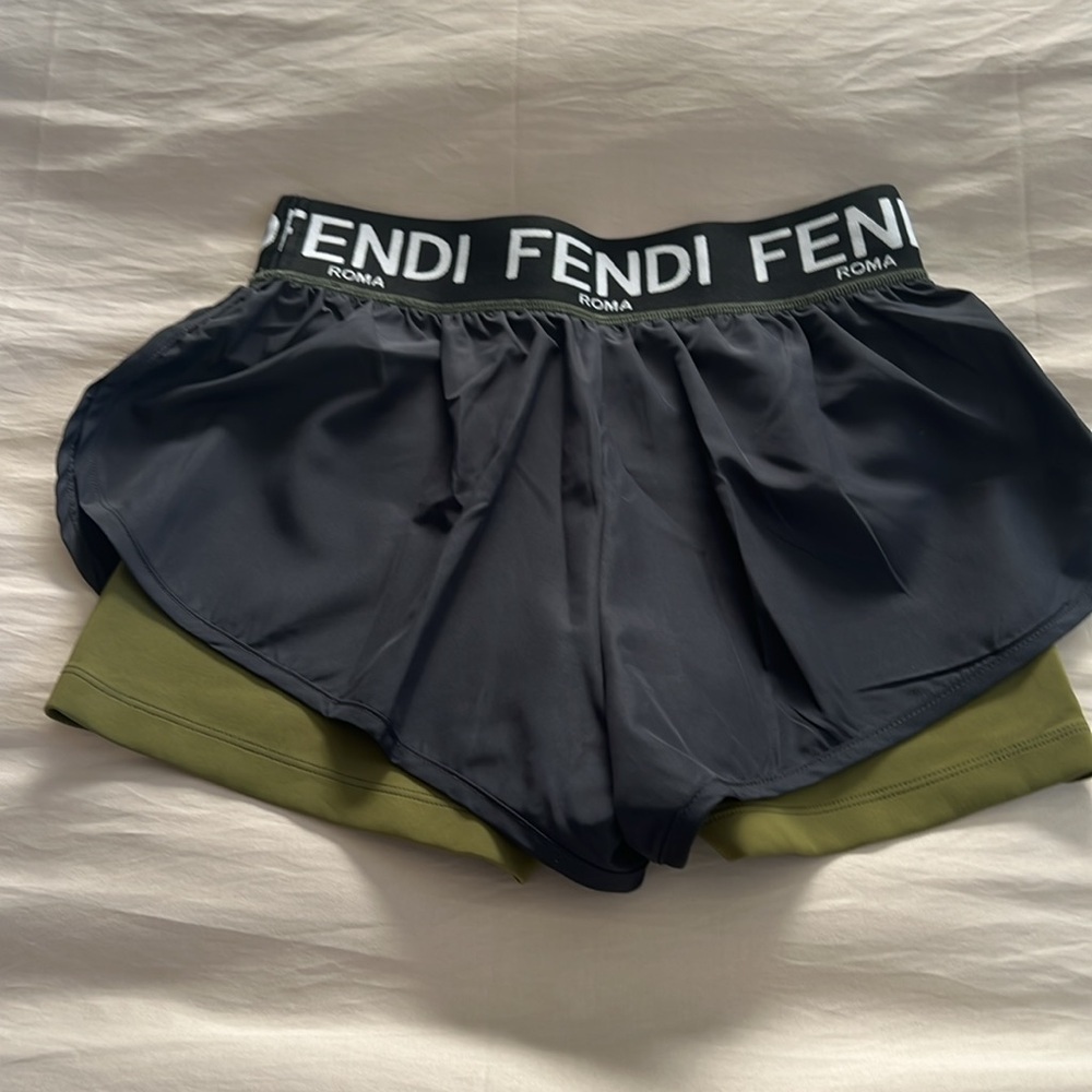 Fendi Green Black Designer Shorts US Size 2 NWOT - Picture 4 of 9